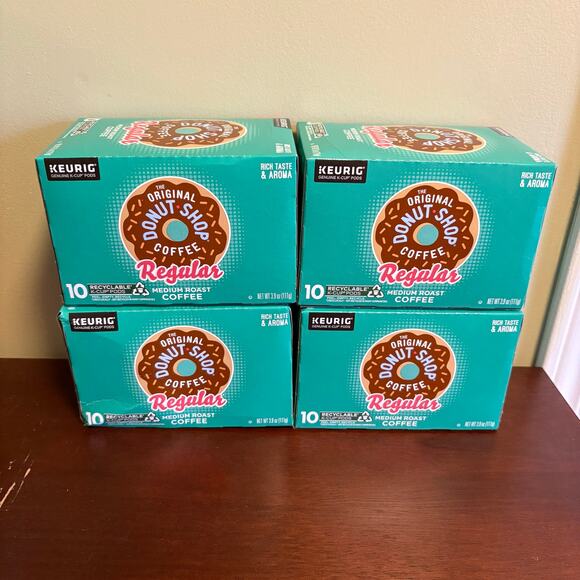 Keurig - Donut Shop Regular - Medium Roast Coffee - 4x 10 K-Cups Boxes - New - Picture 1 of 4